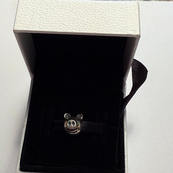Pandora NEW Sterling Silver Smiling PLAYFUL PIG  Charm #790214 Authentic RETIRED - Picture 1 of 2